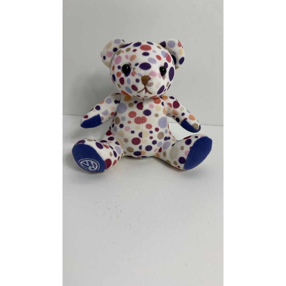 Volkswagen VW Polka Dot Teddy Bear Plush White Multicolor Spots DriverGear 7"